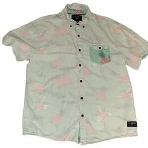Billabong Green Hawaiian shirt with pineapples